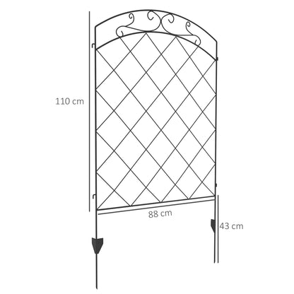 Outsunny Decorative Garden Fencing, 43in x 11.4ft Outdoor Picket Fence Panels, 8PCs Rustproof Steel Wire Landscape Flower Bed Border Edging Animal Barrier, Swirls