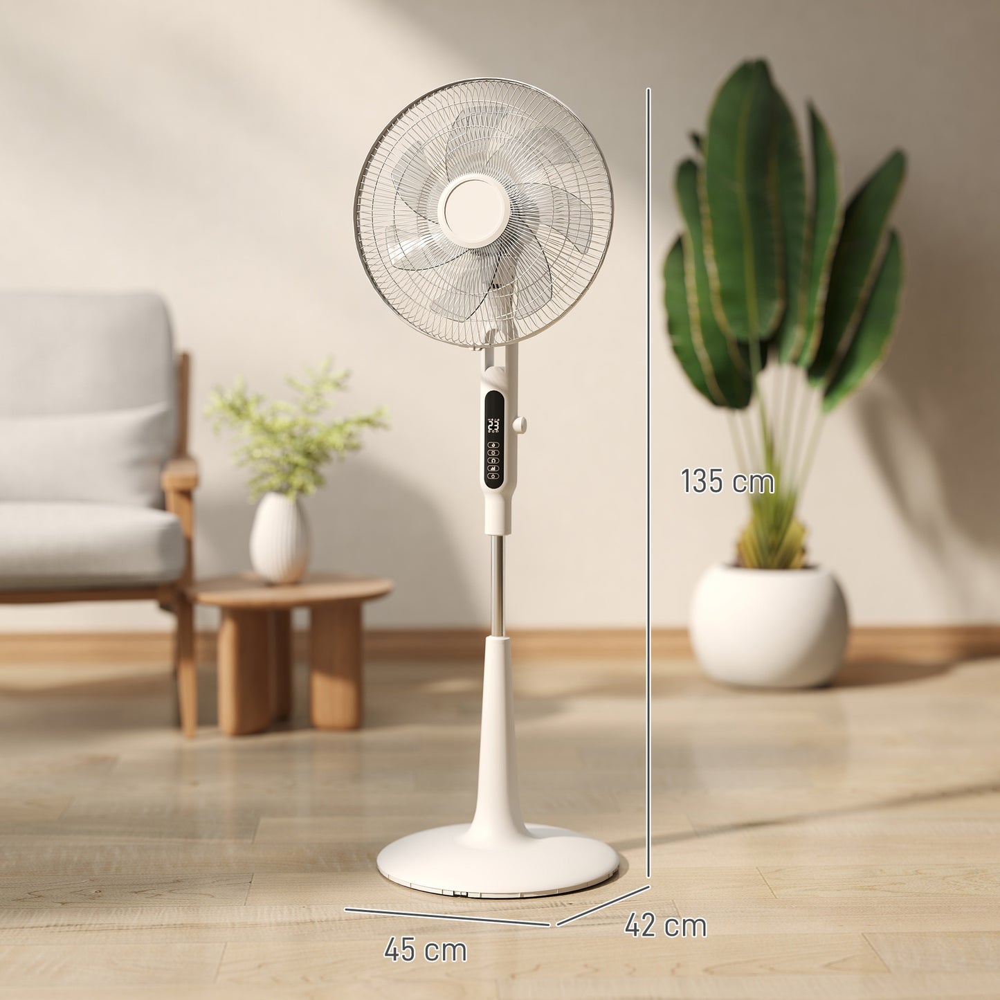 HOMCOM Three Mode Pedestal Fan, with Insect Repellant Box and LED Panel - White--ChewyGames-ChewyGames