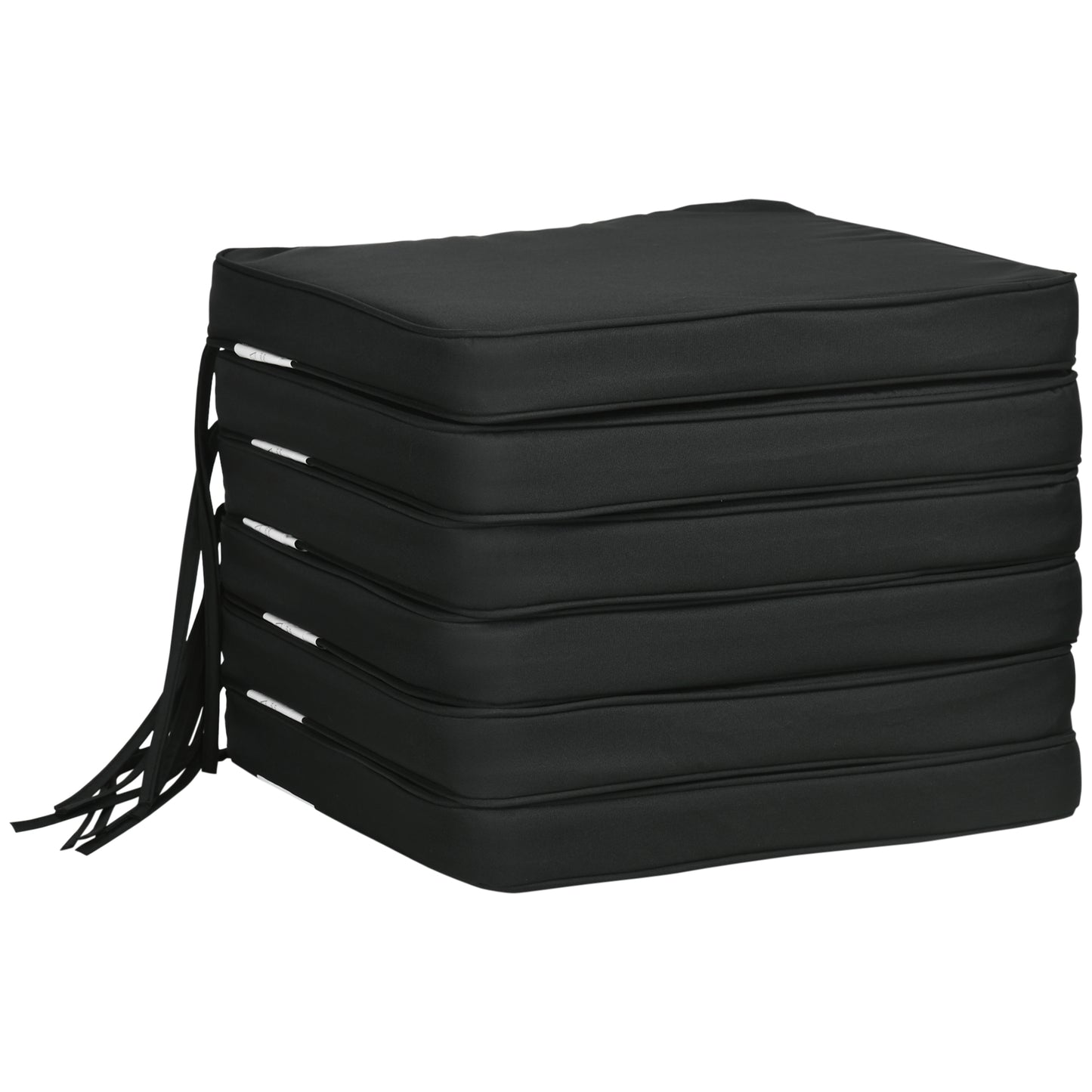 Outsunny Set of 6 Chair Cushion Seat Pads Dining Chair w/ Straps Indoor Outdoor Removable Tie On Garden Patio, Black