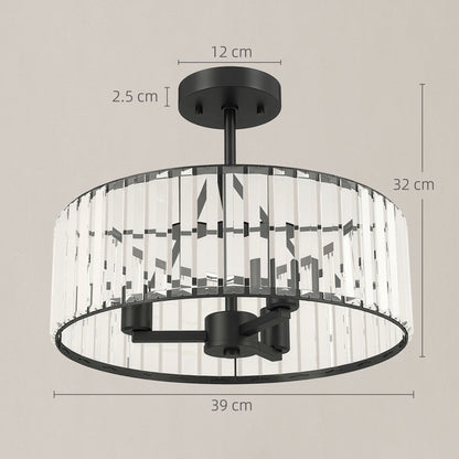 HOMCOM Crystal Ceiling Light, Semi Flush Mount Modern Crystal Chandelier Ceiling Light, E14 Base 3-Lights, Bulbs Not Included