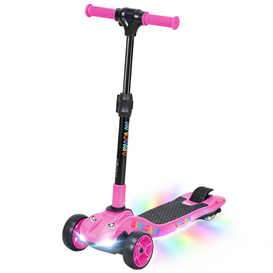 AIYAPLAY Three-Wheel Foldable Electric Scooter for Kids Aged 6-10 Years, Pink