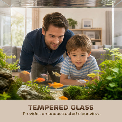 PawHut Fish Tank Bare Glass for DIY Glass Aquarium with Protective Base Mat 51L Transparent for Fish Shrimps