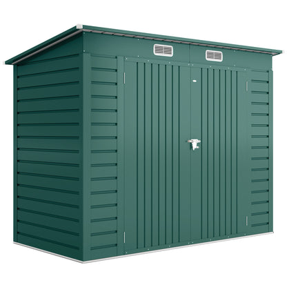 Outsunny 3.7 x 7.9ft Galvanised Steel Shed, with Latched Door and Padlock - Green