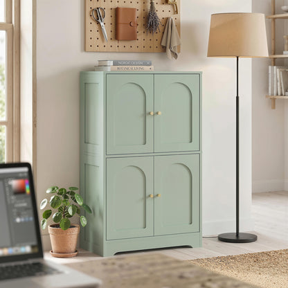 HOMCOM 4-Door Kitchen Storage Cabinet with Adjustable Shelves - Green