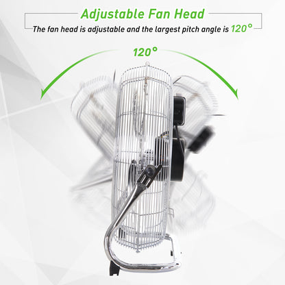 HOMCOM 18" Chrome Metal Floor Fan with Tilting, High Velocity, 3 Speed, Portable Gym Fan for Home Office, Silver