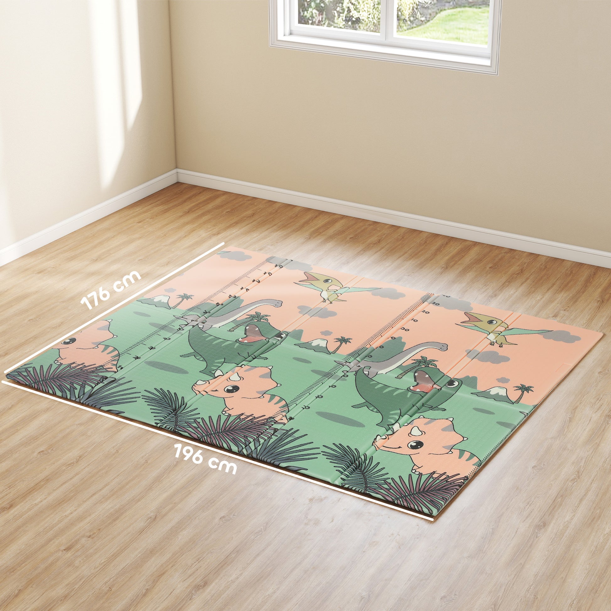 AIYAPLAY Baby Play Mat, Double Sideded Foldable Kids Crawling Mat, Reversible & Waterproof, Dinosaur--ChewyGames-ChewyGames