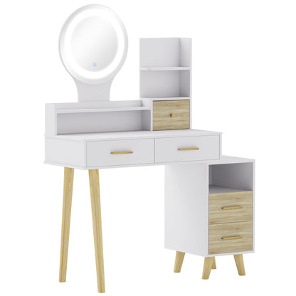 HOMCOM Elegant Dressing Table, with Storage - White