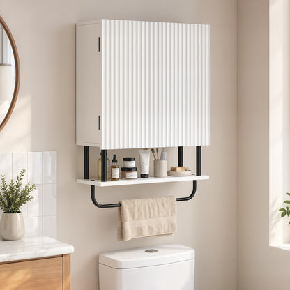 HOMCOM Bathroom Wall Cabinet Modern Space Saver Wall Mounted Cabinet Doors Storage White