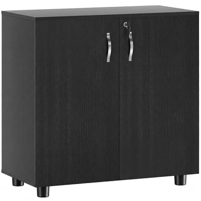 Vinsetto Two-Tier Locking Office Storage Cabinet - Black