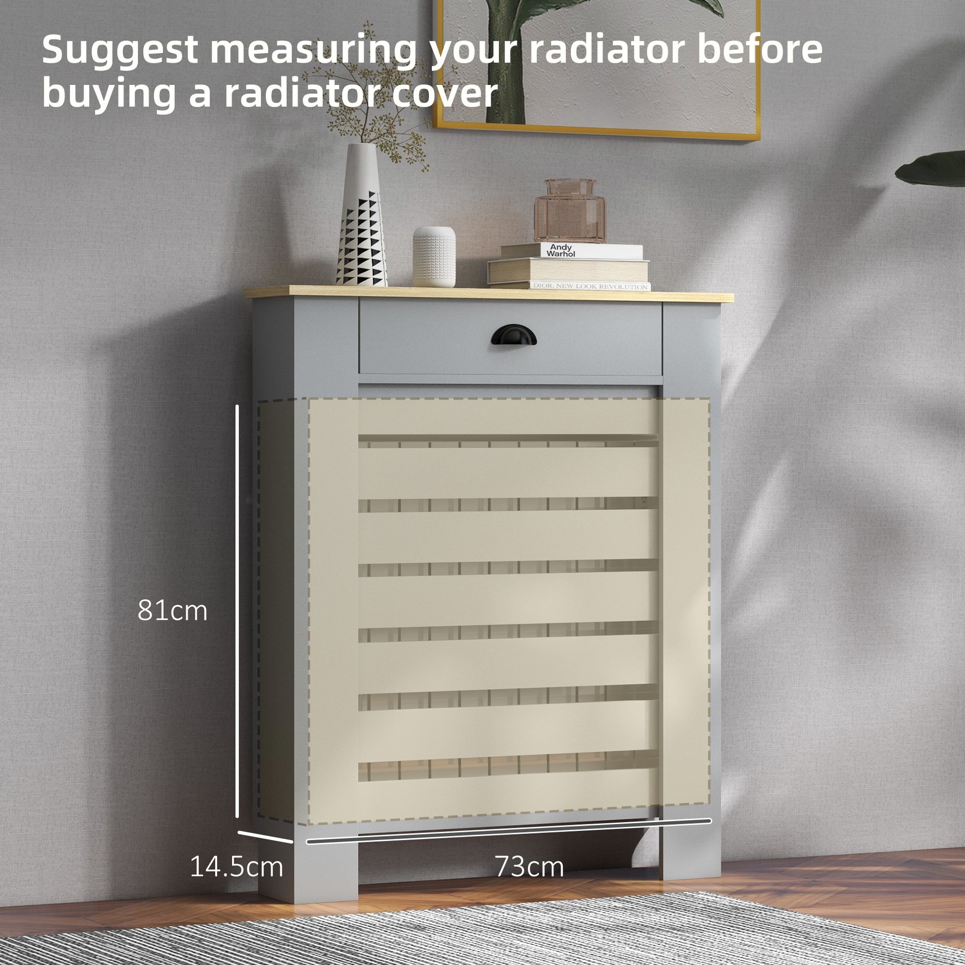 HOMCOM 95.5H x 78Wcm Radiator Cover, with Drawer - Grey--ChewyGames-ChewyGames