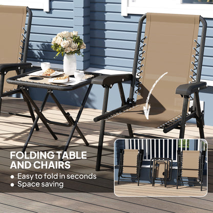 Outsunny Three-Piece Garden Table and Chair Set - Khaki--ChewyGames-ChewyGames