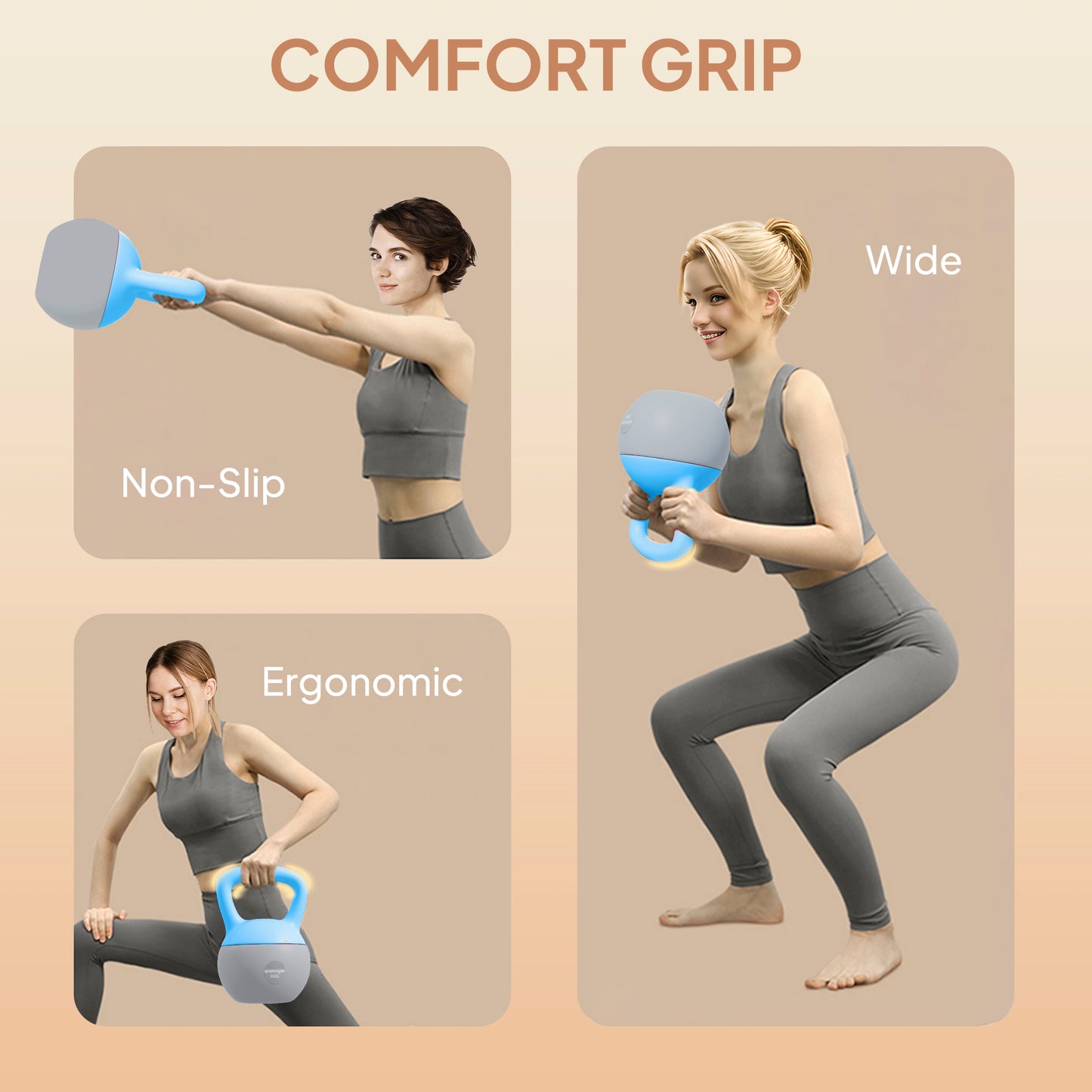 SPORTNOW 8KG Soft Kettlebell, Kettlebell with Non-Slip Handle for Home Gym, Weight Lifting, Strength Training, Light Blue/Grey