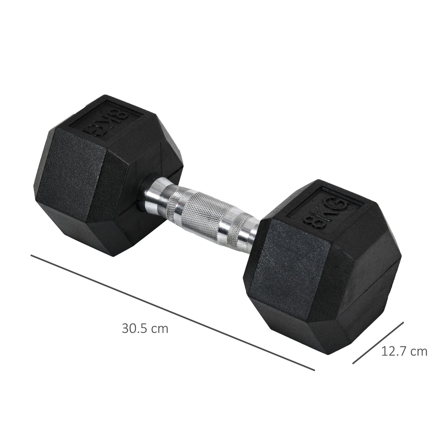 HOMCOM 2x8kg Hex Dumbbell Rubber Weights Sets Hexagonal Gym Fitness Lifting Home-Dumbbells-ChewyGames-ChewyGames