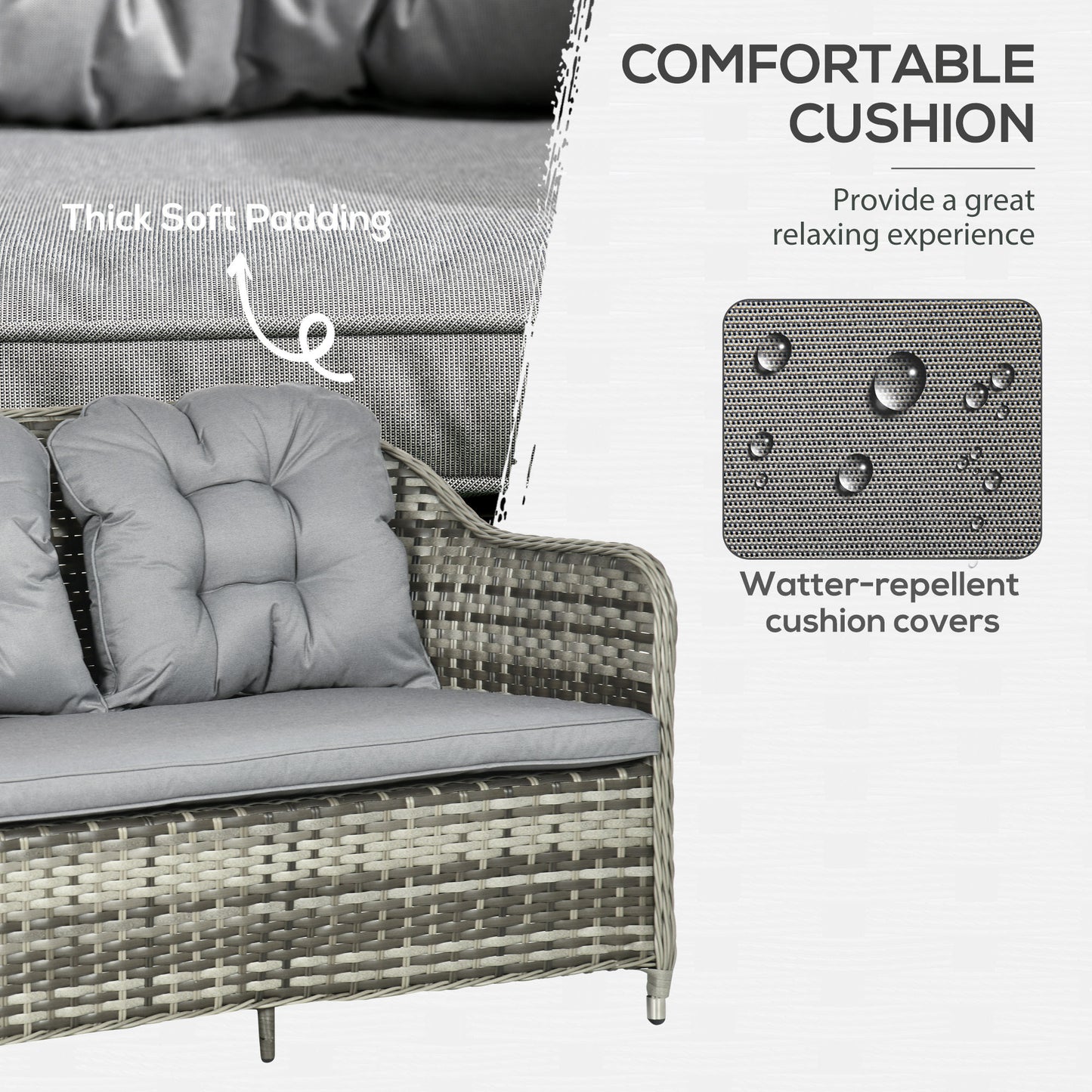 Outsunny Four-Piece Rattan Set, with Glass-Top Table - Grey--ChewyGames-ChewyGames