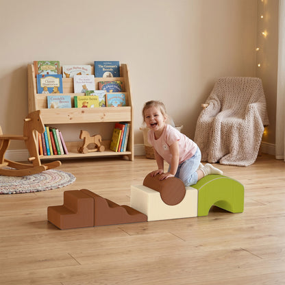 AIYAPLAY Toddlers Climbing Toys, 5-Piece Foam Climbing Blocks with Non-Slip Bottom, Washable Cover for Crawling or Building