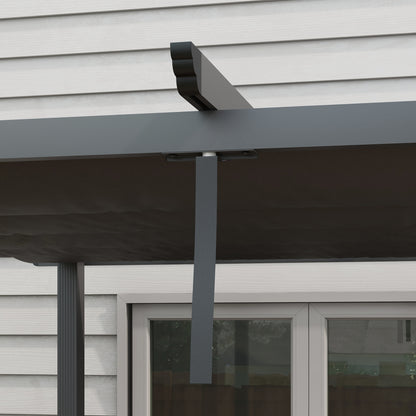 Outsunny 3 x 3m Aluminium Pergola with Retractable Roof and L4 Wind-proof - Dark Grey
