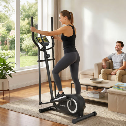 SPORTNOW Elliptical Cross Trainer for Home, Quiet Magnetic Elliptical Machine with Bluetooth, App Compatible, 8-Level Resistance