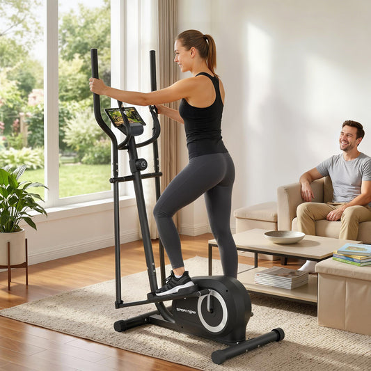SPORTNOW Elliptical Cross Trainer for Home, Quiet Magnetic Elliptical Machine with Bluetooth, App Compatible, 8-Level Resistance