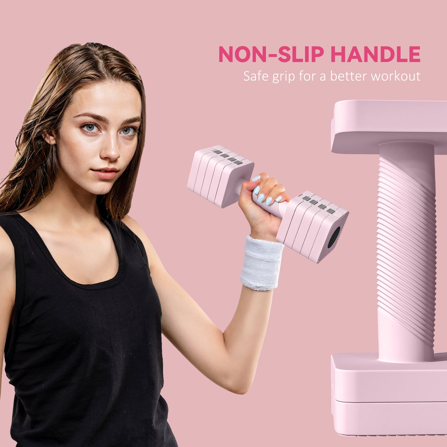 SPORTNOW Adjustable Dumbbell Set of 2, Each 1/2/3/4/5 kg Weight, 5-in-1 Weights Dumbbells Set with Non-Slip Handle, Pink