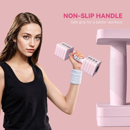 SPORTNOW Adjustable Dumbbell Set of 2, Each 1/2/3/4/5 kg Weight, 5-in-1 Weights Dumbbells Set with Non-Slip Handle, Pink