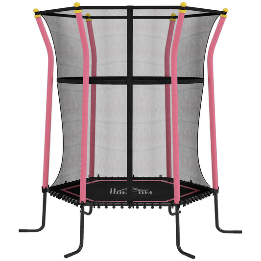 HOMCOM Kids Trampoline Mini Bouncer with Enclosure Safety Net For Ages 3-10 Years - Pink