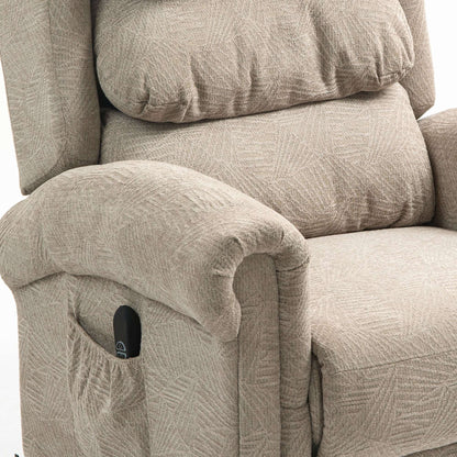 HOMCOM Velvet-Feel Electric Riser Recliner Chair - Khaki
