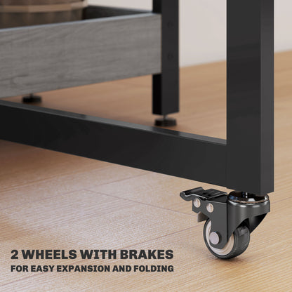 HOMCOM Four-Person Drop Leaf Table - Grey Wood-Effect