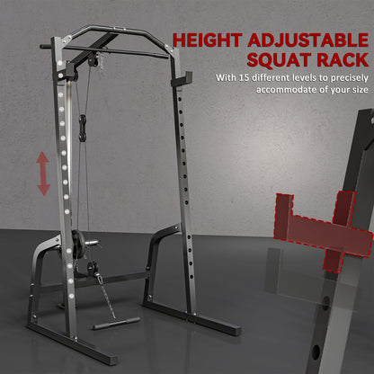 SPORTNOW Power Cage Power Rack with 15-Level Squat Rack, Cable Pulley System, Lat Pulldown & Pull Up Bar--ChewyGames-ChewyGames