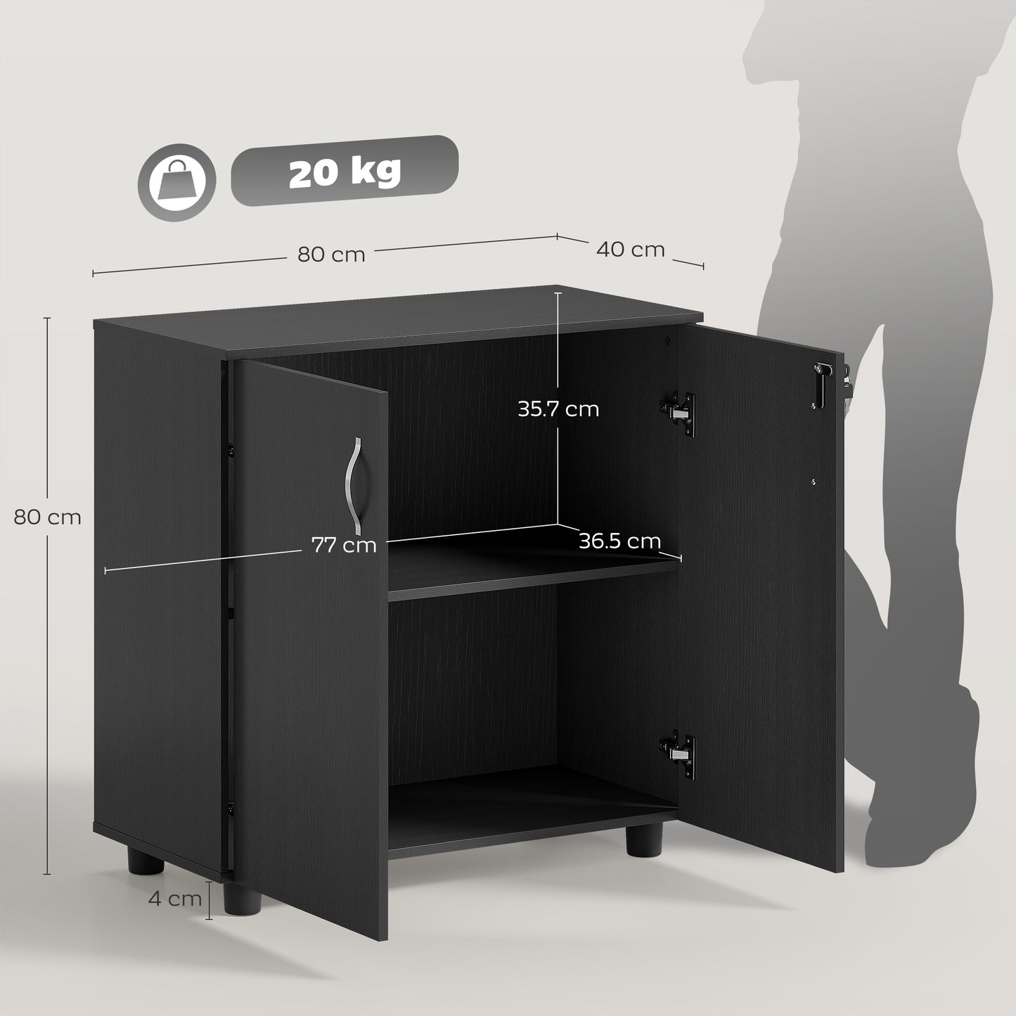 Vinsetto Two-Tier Locking Office Storage Cabinet - Black