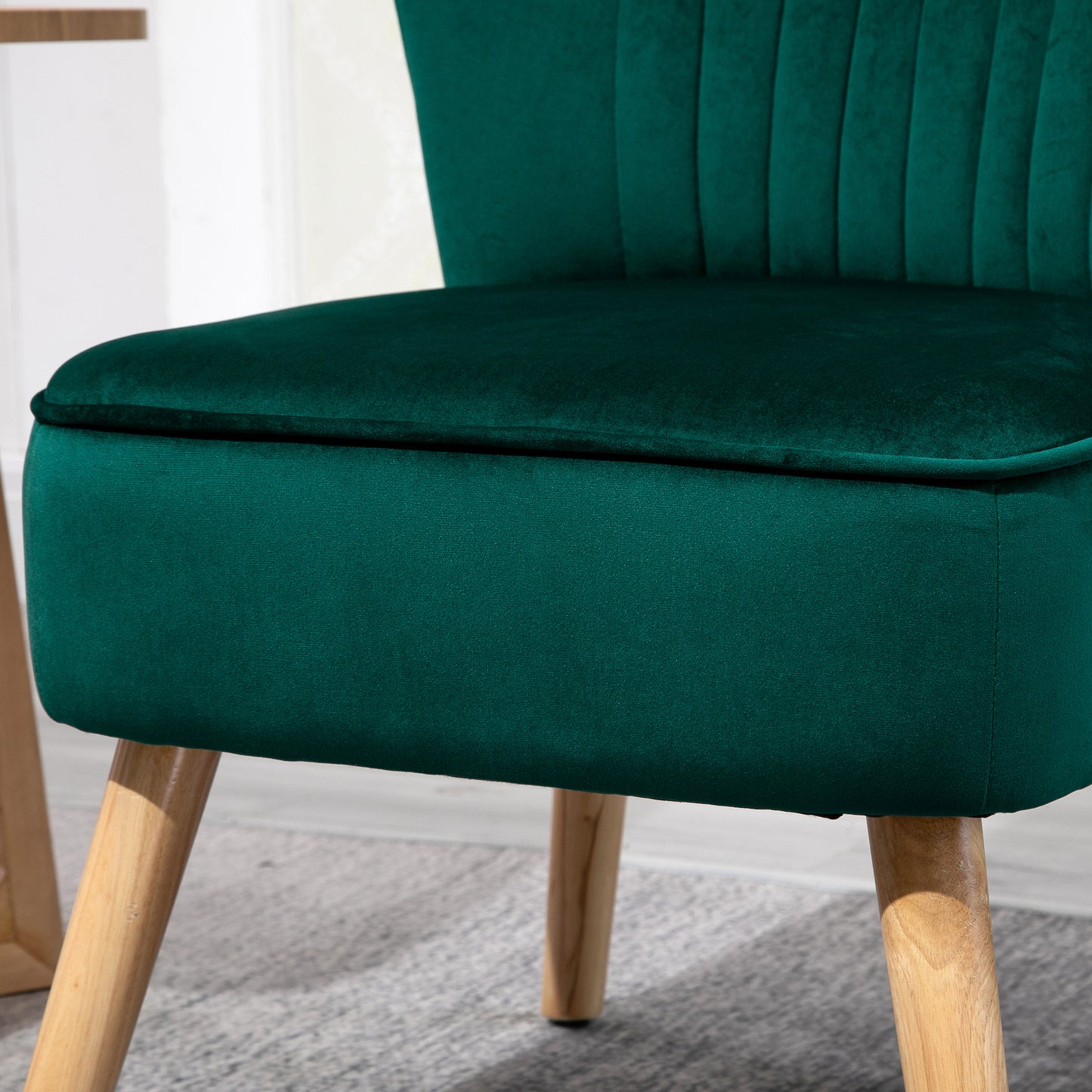 HOMCOM Velvet Accent Chair Occasional Tub Seat Padding Curved Back with Wood Frame Legs Home Furniture for Bedroom Living Room Set of 2 Green
