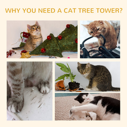 PawHut Floor to Ceiling Cat Tree 230-260cm Height Adjustable, 5-Tier Cat Tower with Scratching Posts, Hammock, Perches, Climbing Activity Centre for Indoor Kittens Playing and Relaxing, Grey