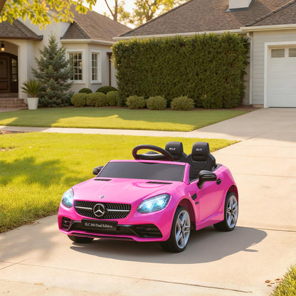 HOMCOM Benz SLC 300  Licensed 12V Kids Electric Ride On, with Music, Remote Control, LED Headlights, Horn, Pink