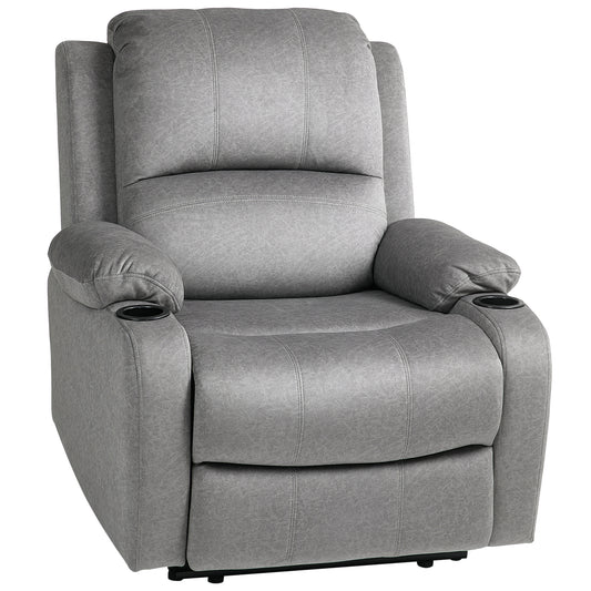 HOMCOM Microfibre Manual Reclining Armchair with 135° Recline Back and Footrest - Grey--ChewyGames-ChewyGames