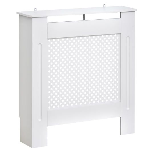 HOMCOM Wooden Radiator Cover Heating Cabinet Modern Home Furniture Grill Style  White Painted (Small)
