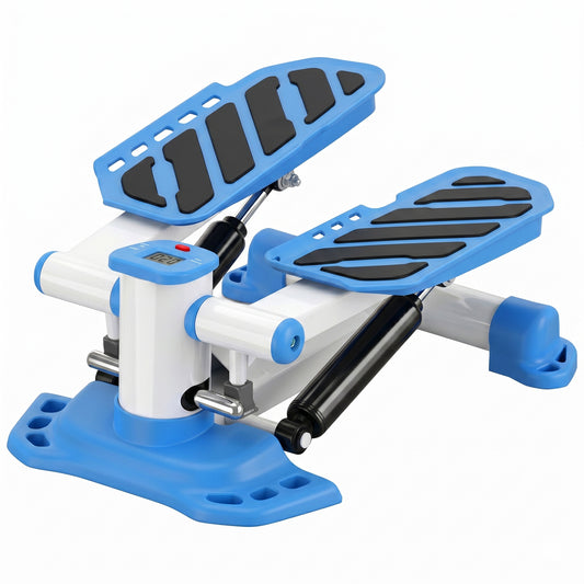 HOMCOM Portable Mini Stepper, Steppers for Exercise Workout with LCD Display Monitor, Anti-skid Foot Pedals for Home Gym Office, Blue