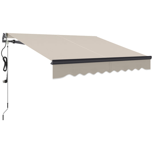 Outsunny 2.5 x 2m Electric Awning with Remote Controller, Aluminium Frame DIY Retractable Awning, UV30+ Sun Shade Canopy for Garden Patio Deck Door Window, Beige
