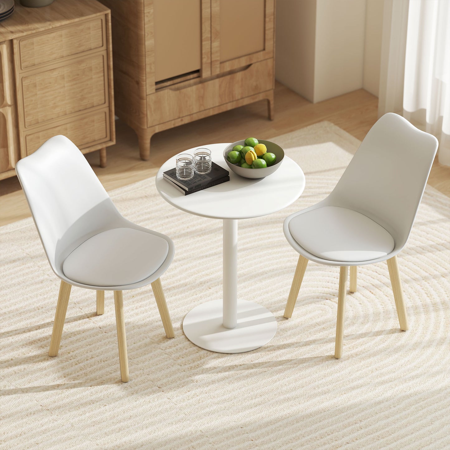HOMCOM Dining Table, Round Kitchen Table with Steel Base for Living Room, Dining Room, 60 x 60 x 72cm, White
