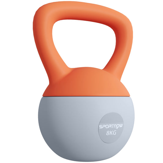 SPORTNOW 8KG Soft Kettlebell, Kettlebell with Non-Slip Handle for Home Gym, Weight Lifting, Strength Training, Orange/Grey--ChewyGames-ChewyGames