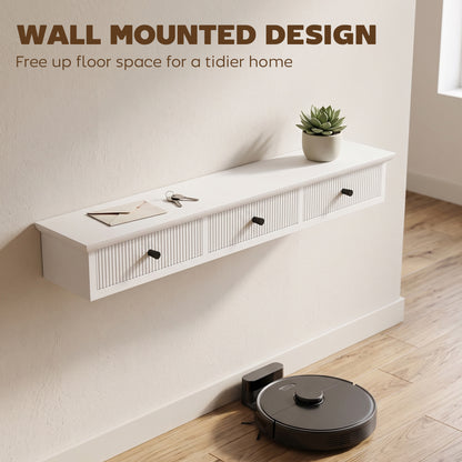 HOMCOM Shelf Wall-Mounted Storage Shelf Shelving Unit MDF 93 x 15 x 10 cm Entryway Kitchen Living Room, White