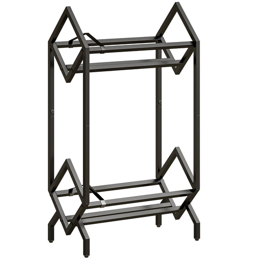 HOMCOM 50 CD Storage Rack, 2-Tier Metal CD Storage Unit, Free Standing, Easy to Assemble, Black