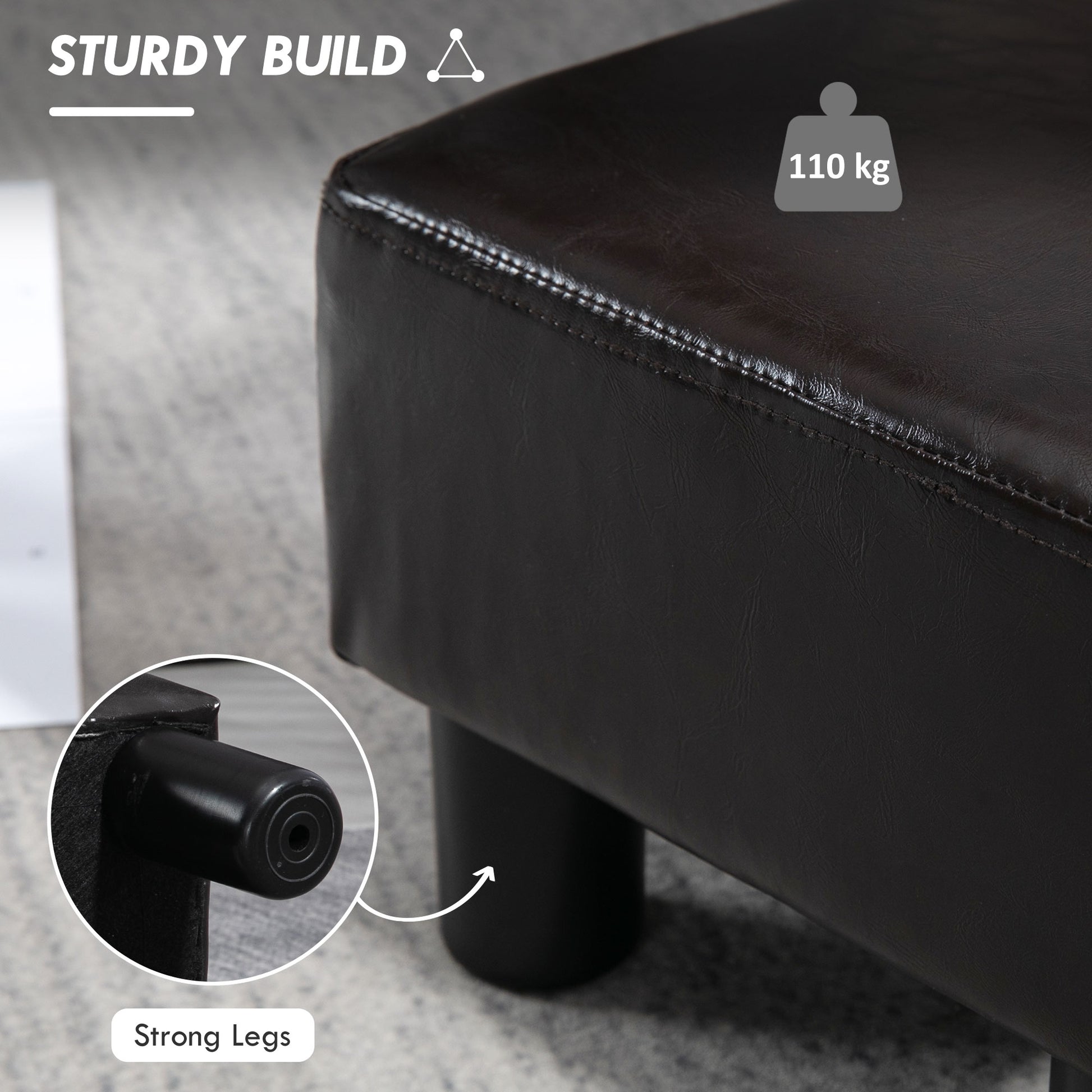 HOMCOM PU Leather Footstool Ottoman Cube with 4 Plastic Legs, Brown--ChewyGames-ChewyGames