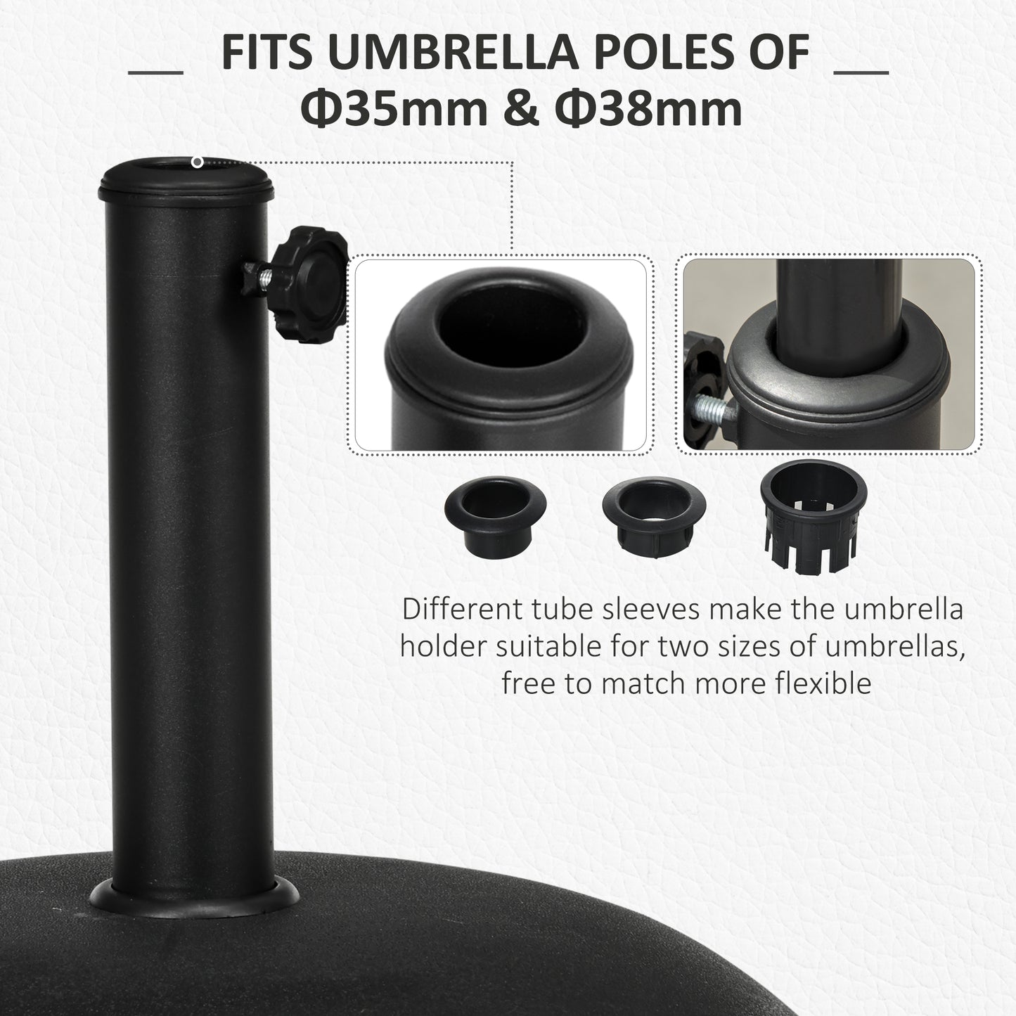 Outsunny Heavy Duty Cement Parasol Base 20kg Round Patio Umbrella Stand Garden Outdoor Shade Holder for Dia. 35mm/38mm/48mm Poles--ChewyGames-ChewyGames