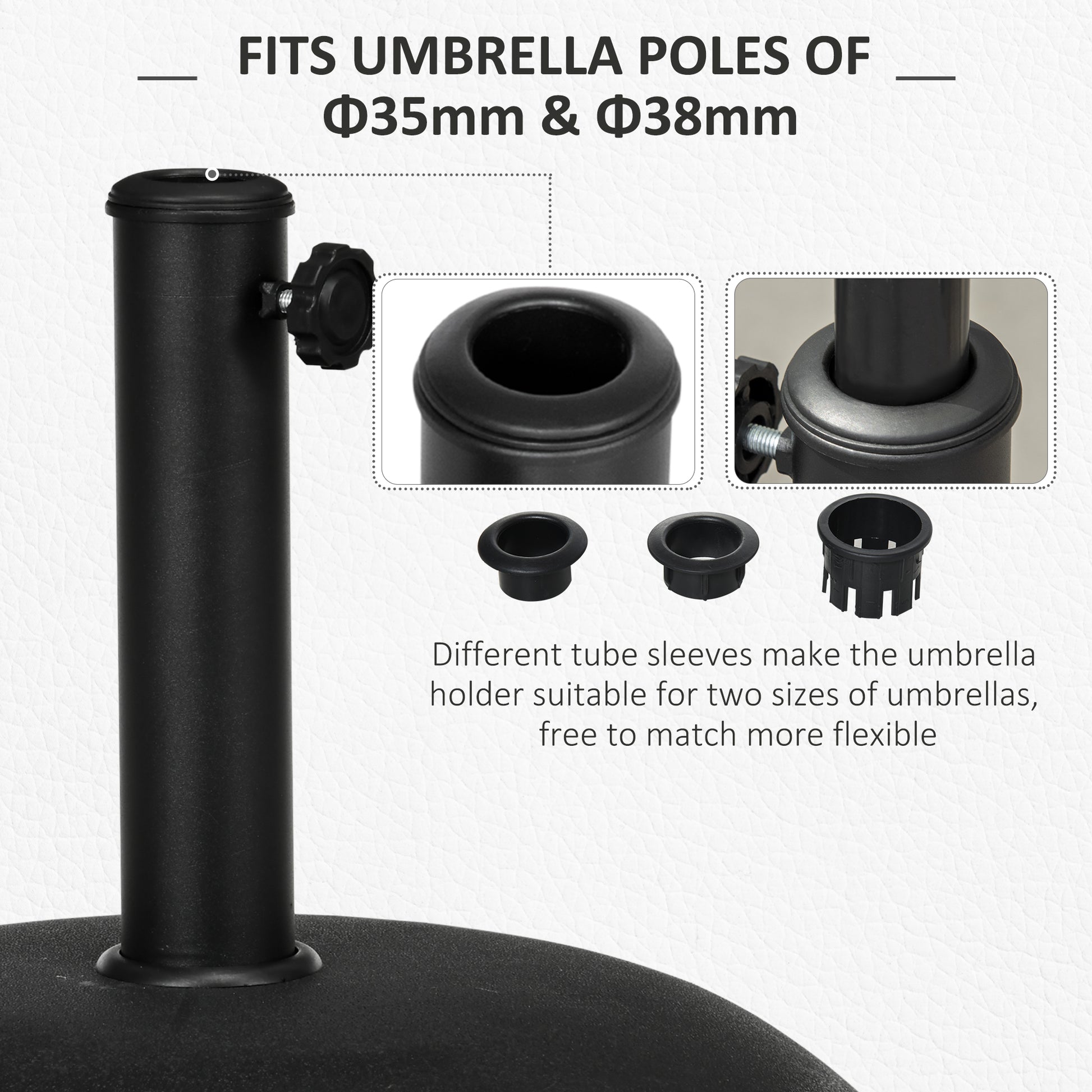 Outsunny Heavy Duty Cement Parasol Base 20kg Round Patio Umbrella Stand Garden Outdoor Shade Holder for Dia. 35mm/38mm/48mm Poles--ChewyGames-ChewyGames