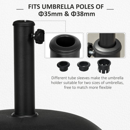 Outsunny Heavy Duty Cement Parasol Base 20kg Round Patio Umbrella Stand Garden Outdoor Shade Holder for Dia. 35mm/38mm/48mm Poles--ChewyGames-ChewyGames