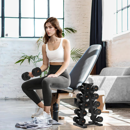 SPORTNOW Five-Tier Dumbbell Storage Rack, for Home Gym Exercise - Black-Free Weight Storage Racks-ChewyGames-ChewyGames