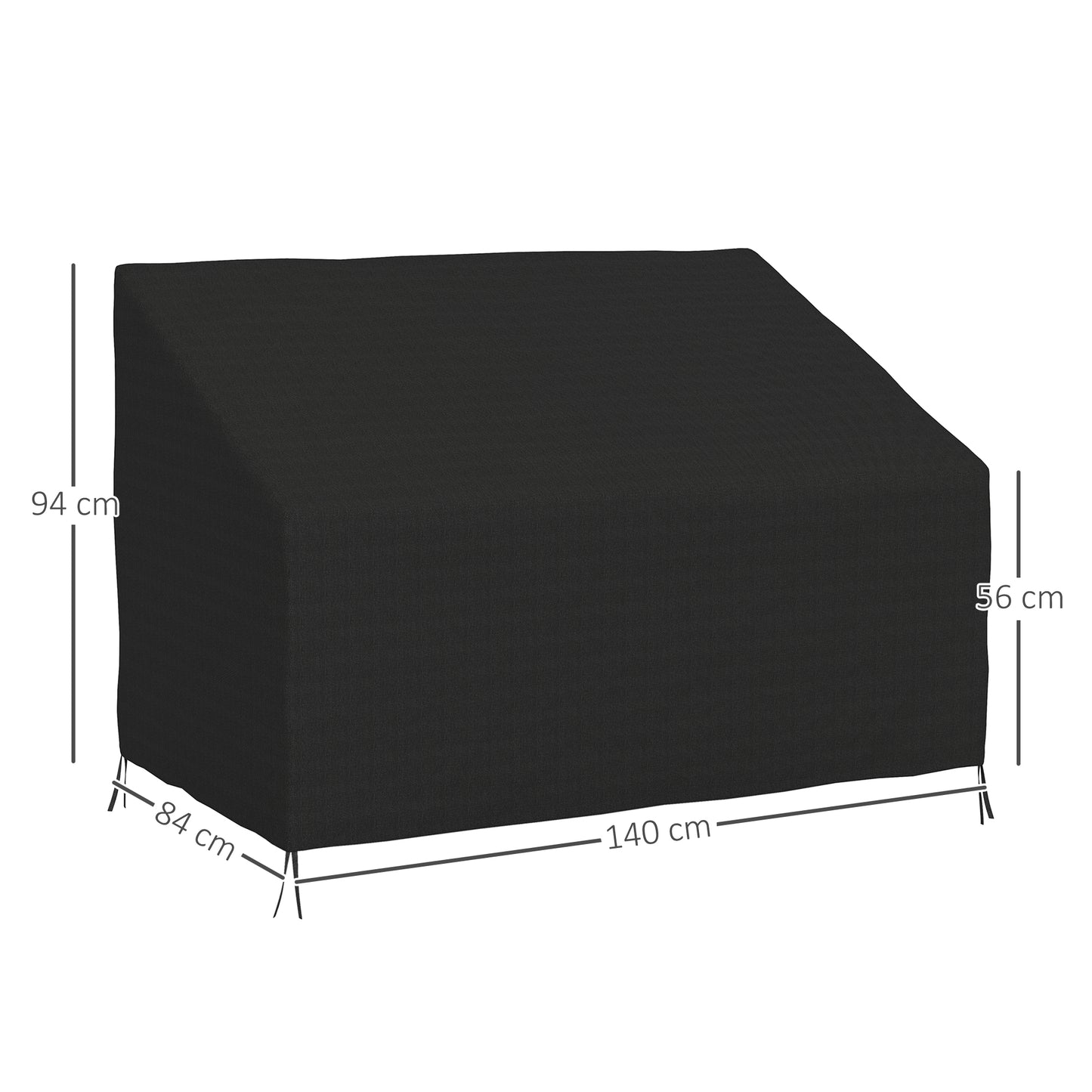 Outsunny 600D Oxford Cloth Furniture Cover, 2 Seater Sofa Protector for Garden Patio, Outdoor, Waterproof, Black, 140L x 84W x 56/94H cm