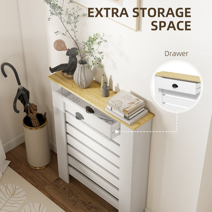 HOMCOM 95.5H x 78Wcm Radiator Cover, with Drawer - White--ChewyGames-ChewyGames