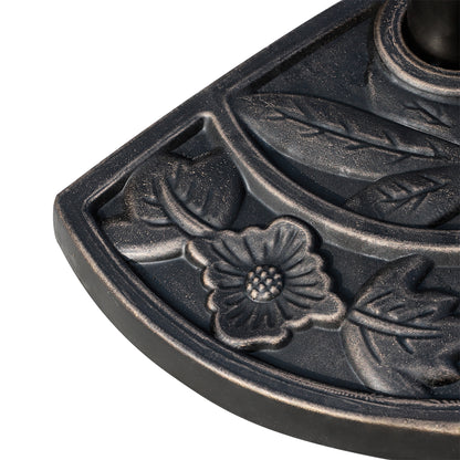 Outsunny 9kg Resin Parasol Base, Half Round Umbrella Stand with Floral Design for Garden, Outdoor, Suitable Umbrella Rod: Φ3.8cm, Φ4.8cm, Bronze Tone