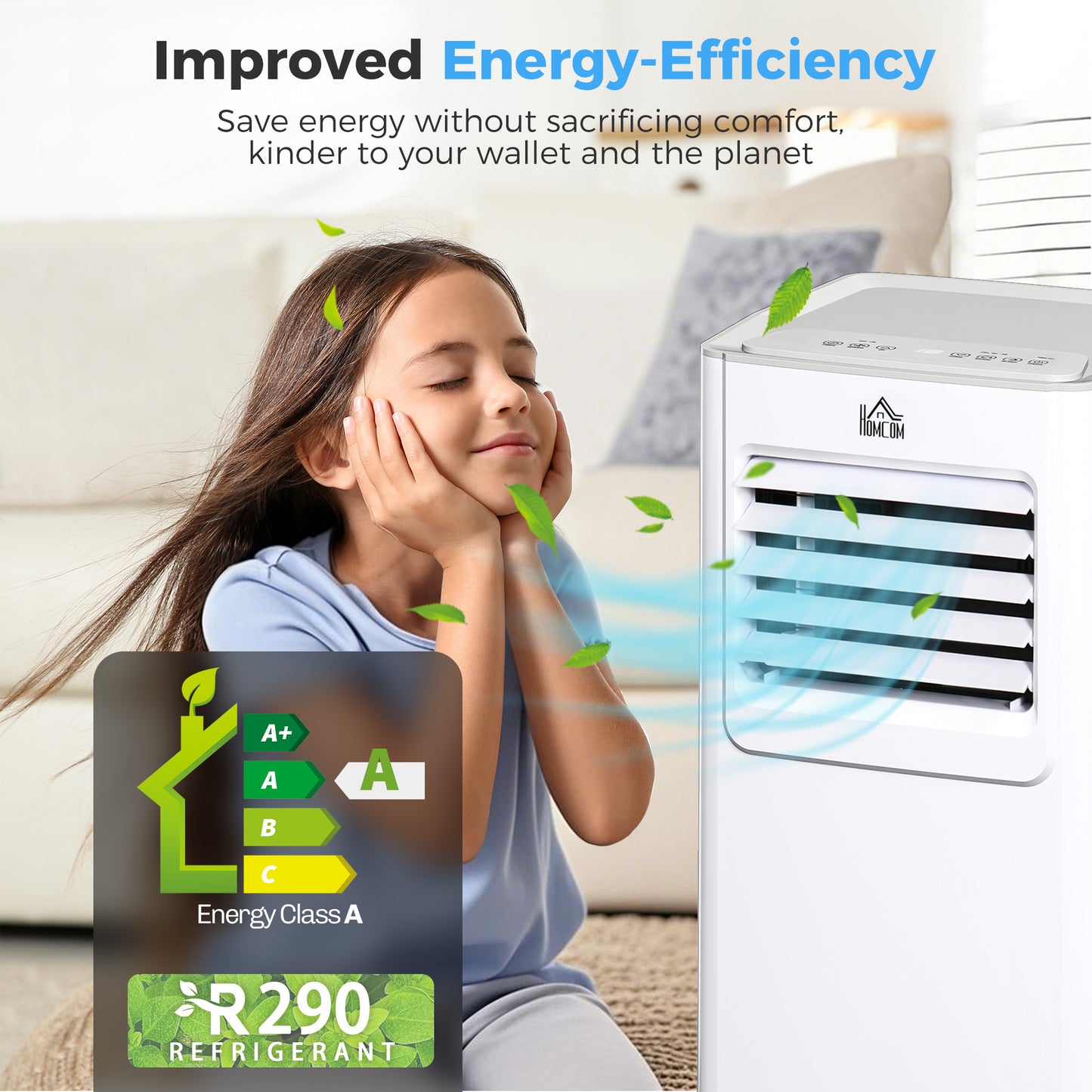HOMCOM 7000 BTU Air Conditioning Unit, 3-in-1 Portable Air Conditioner, Dehumidifier, Cooling Fan with 2 Speeds, 24H Timer, Remote Control, LED Display, Window Venting Kit, 15m²