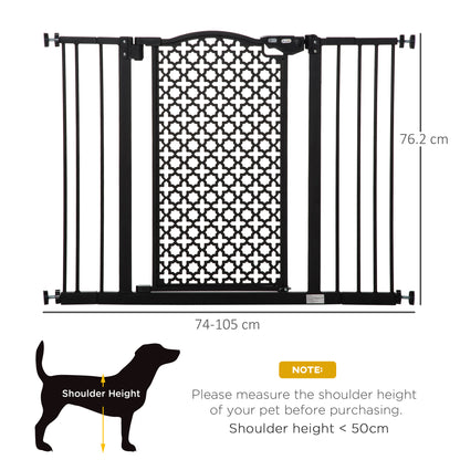 PawHut 74-105cm Pet Safety Gate Stair Barrier, with Auto Close, Double Locking - Black--ChewyGames-ChewyGames